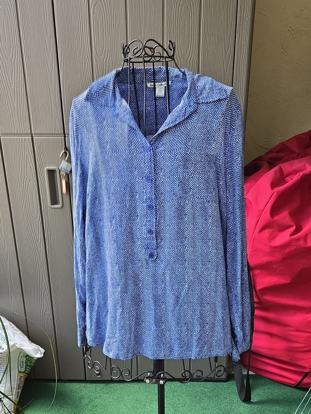 Dalia Collection Blue and White Printed Top